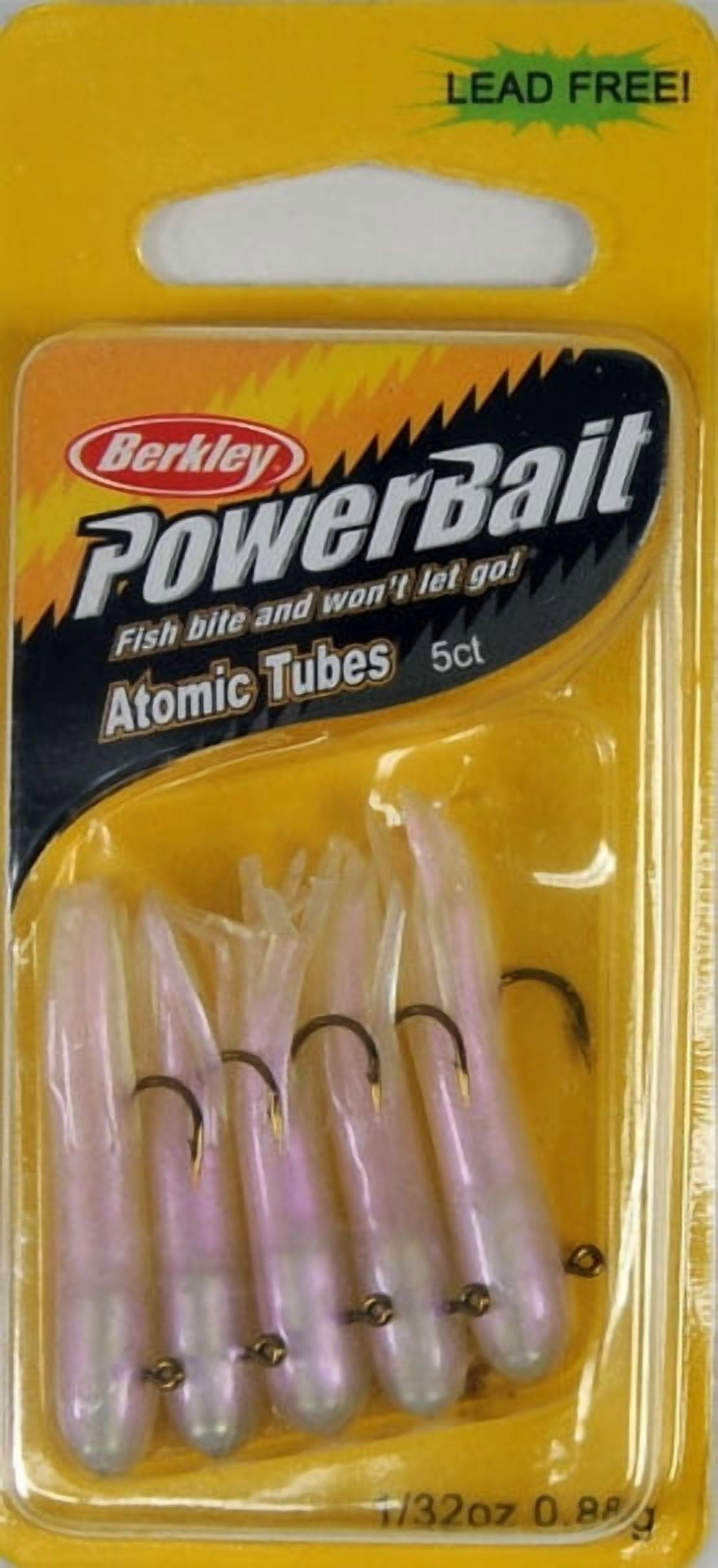 Berkley PowerBait Pre-Rigged Atomic Tubes Fishing Bait, Pearl