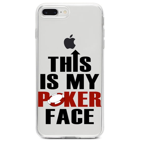 DistinctInk Clear Shockproof Hybrid Case for iPhone 7 PLUS / 8 PLUS (5.5" Screen) TPU Bumper Acrylic Back Tempered Glass Screen Protector - This is My POKER Face