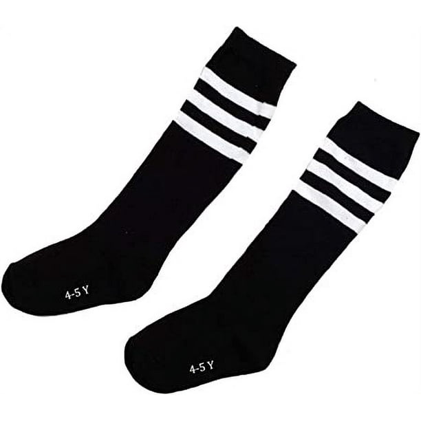 Zhuge 1 par de botines de algodón para niños pequeños, niñas y niños, hasta la rodilla, calcetines largos de fútbol para equipos de 4 a 5 años