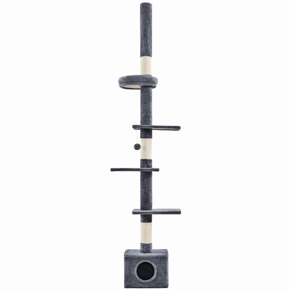 Yaheetech 7.4-8.7FT Multilevel Floor To Ceiling Cat Tree with Condo & 4 Perches, Dark Gray