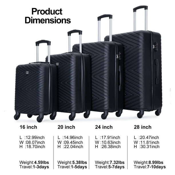 Travelhouse 4 Piece Hardshell Luggage Set Hardside Lightweight