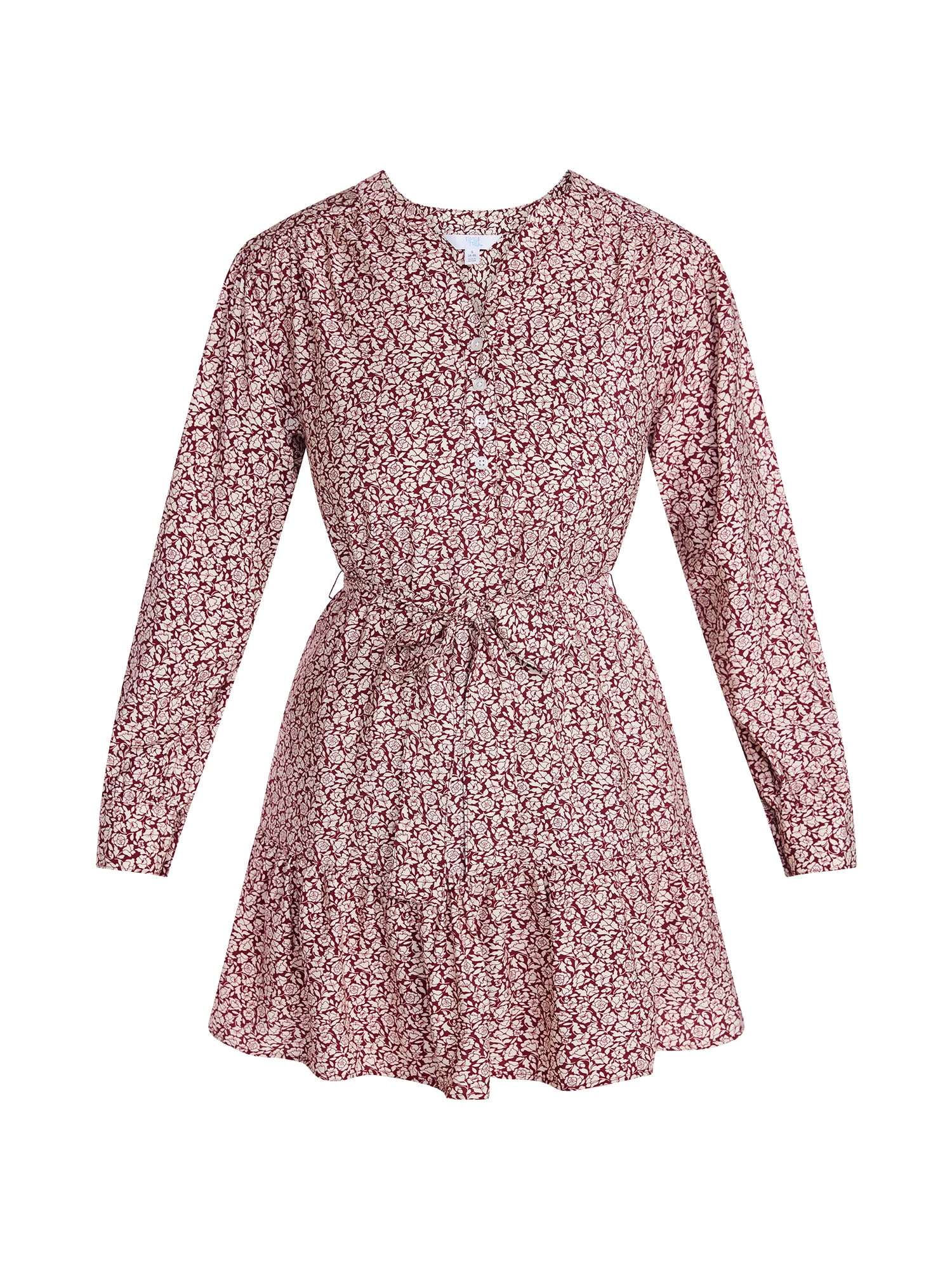 Time and Tru Women's Mini Shirtdress with Long Sleeves, Sizes XS-XXXL