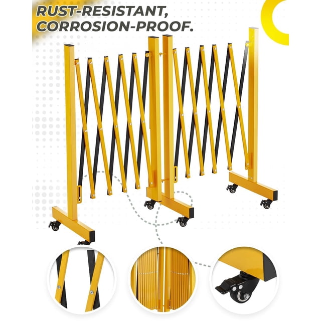 EDTara Barrière Rétractable, Clôture de Sécurité Mobile Réglable à 270 Degrés sur 6 Roues pour la Circulation, les Événements et l'Accès au Garage