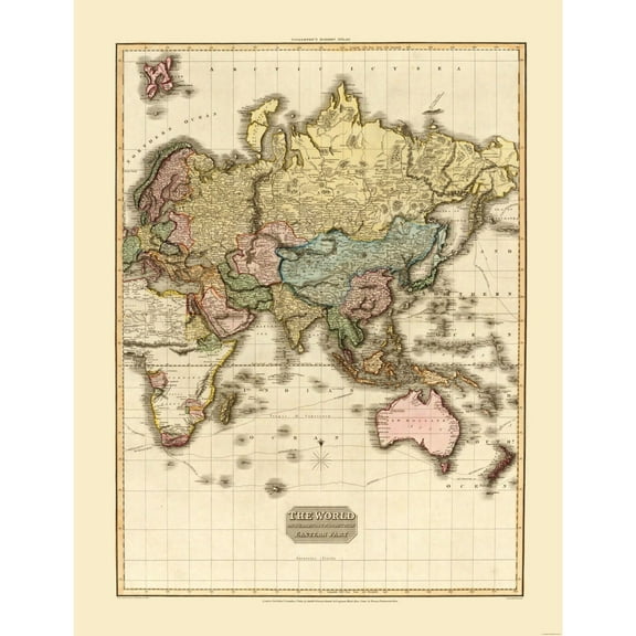 Historic Map - Eastern Hemisphere - Strand 1812 - Vintage Wall Art