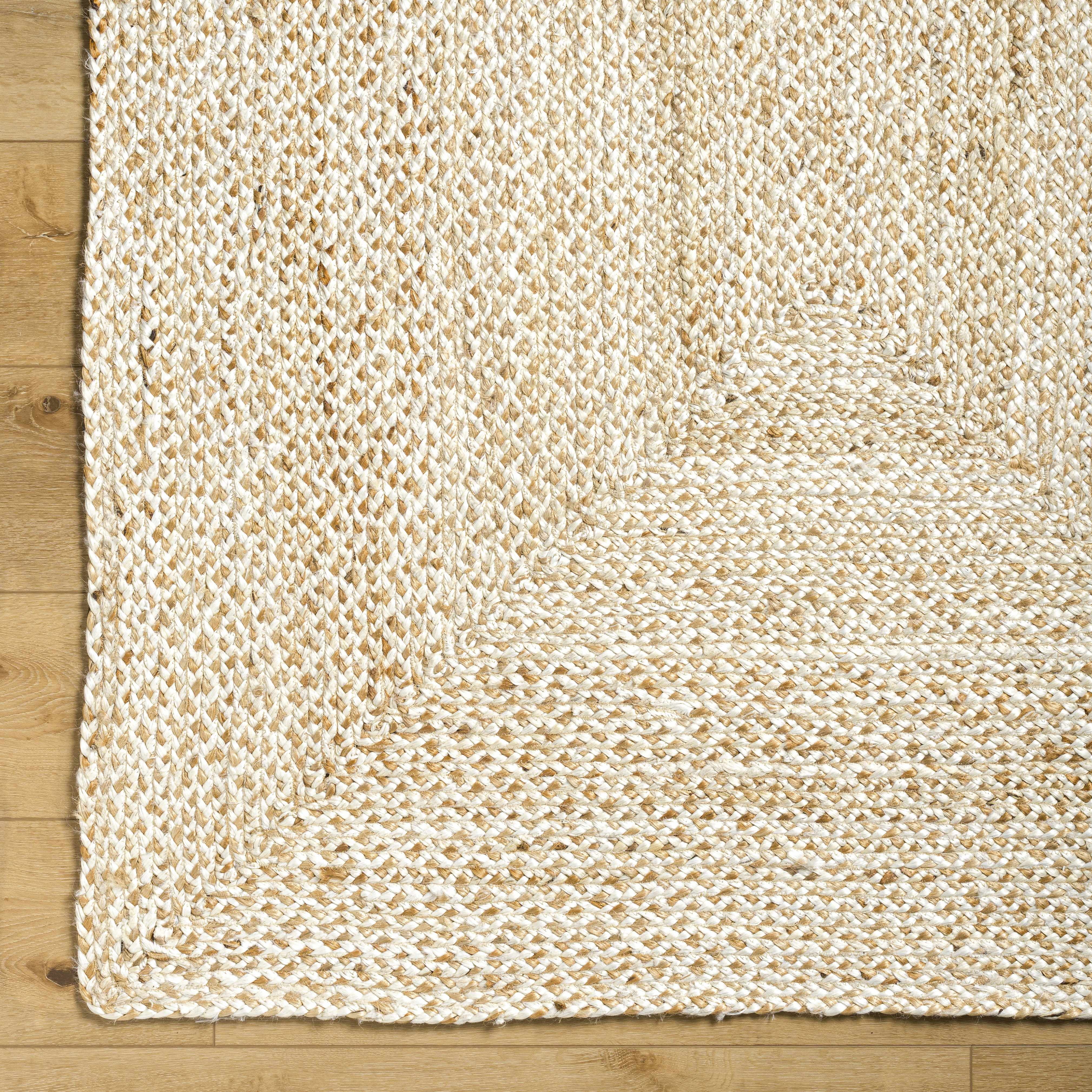 Hauteloom Elkie Jute Living Room, Bedroom Area Rug - Farmhouse - Bone - 9' x 12'