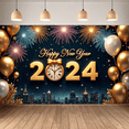 thumbnail image 6 of Golden Balloons New Year Banner Fireworks Display Decorative Design Celebration Backdrop for Party Event Home Decoration, 6 of 8
