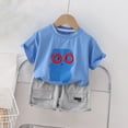 thumbnail image 2 of EnJoCho Toddler Baby Boy Summer Clothes Letter Graphic Short Sleeve Shirt T-Shirt Tops + Casual Shorts Outfit Set, 2 of 9