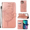 thumbnail image 1 of for iPhone 14 Case Wallet, for Women Men with Card Holder & Magnetic Cover & Kickstand Strap Glitter PU Leather Flip Flower Butterfly Pattern Case for iPhone 14 6.1 inch 2022,Rosegold, 1 of 6