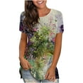 thumbnail image 1 of Heliisoer Hauts pour Femmes, Liquidation d'Été Mode Décontractée pour Femmes T-Shirt à Col Rond à Manches Courtes à Imprimé Numérique Haut Blouse, 1 of 3