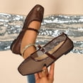 thumbnail image 2 of SuTry Women's Square Toe Mesh Flats Mary Jane Style Adjustable Buckle Strap Breathable Lightweight Comfortable Slip On Casual Walking Office School Work Daily Wear Shoes(41), 2 of 7