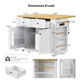 thumbnail image 2 of BIGWOO Large Kitchen Island with Drop Leaf and Power Outlet,Rolling Kitchen Storage Cart for Kitchen or Dining Room,48 inch White, 2 of 9