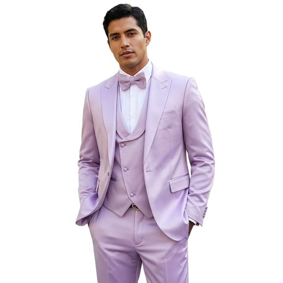 Tazzio Skinny Fit Shiny Satin Textured 3 Piece Suit Set