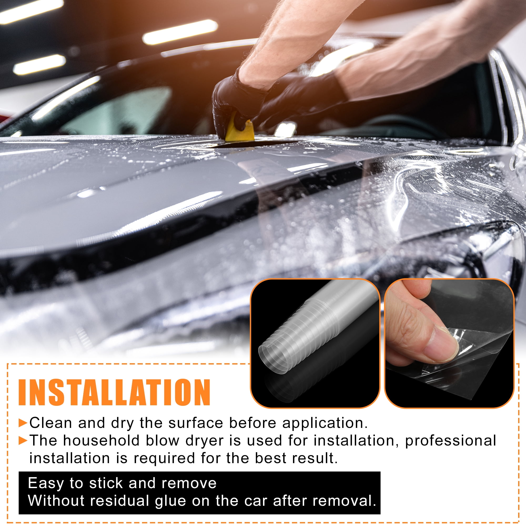 Unique Bargains Clear Vinyl Wrap Sheet Car Paint Protection Film Cover Decal 4" x 197"