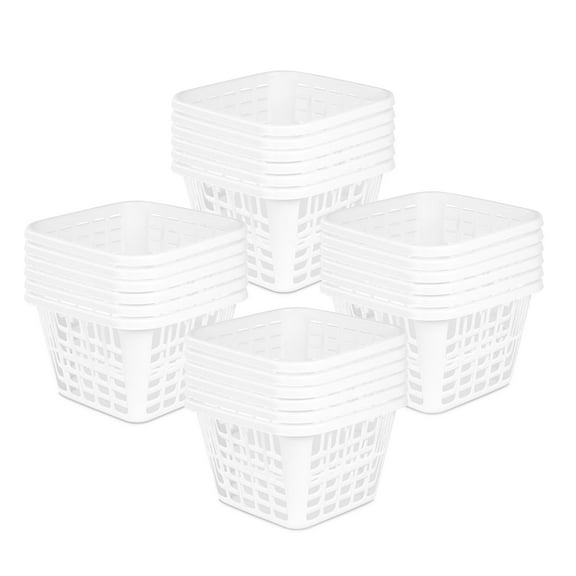 Sterilite Square Laundry Basket, 1.25 Bushel Plastic Hamper with Handles, White, 24 Pack