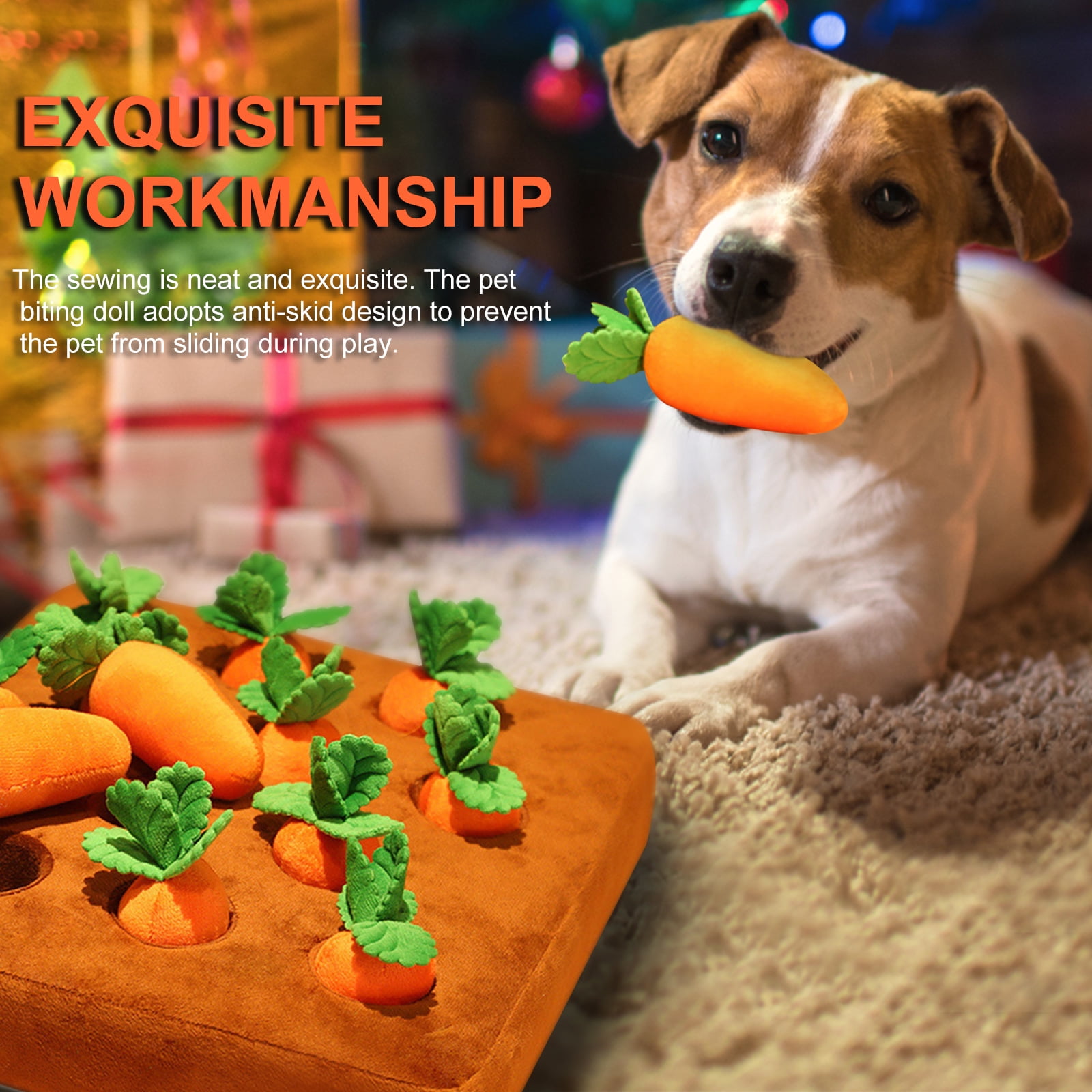 EQWLJWE 12 Squeaky Carrots Enrichment Dog Puzzle Toys, Hide and Seek Carrot  Farm Dog Toys, 13''x13'' Carrot Patch Dog Snuffle Toy for Small Medium and  Large Dogs 