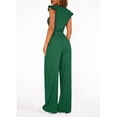 thumbnail image 6 of EASYBRA Women Casual Two Piece Outfit Ruffle Sleeve Top and Pleated Wide Leg Pants Summer Fashion Set, 6 of 8