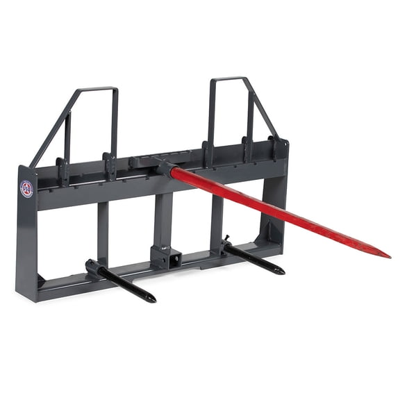 Titan Attachments UA USA Made Grey Step-Through Hay Frame Attachment, 39" Hay Spear and Stabilizers, Rated 4,000 LB, Quick Tach Mounting