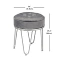 thumbnail image 2 of Jessar - Velvet Ottoman/Footstool with Metal Base, 14" x 17.3", Gray, 2 of 4