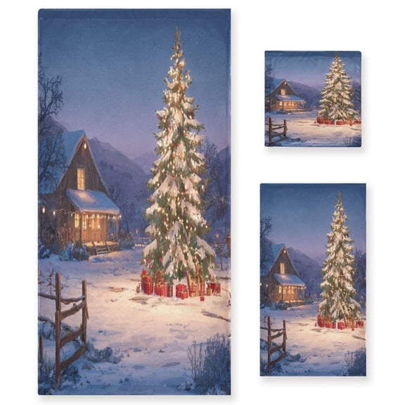 Three-Piece Towel Set Face Towel Towel Set Hand Towel Bath Towel Cotton Bath Towels Bath Towel Sets Hand Bath Towels Beautiful Christmas Night