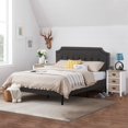 thumbnail image 2 of VECELO 3-Piece Bedroom Sets Upholstered Platform Bed Frame and 2 Nightstand, 2 of 5