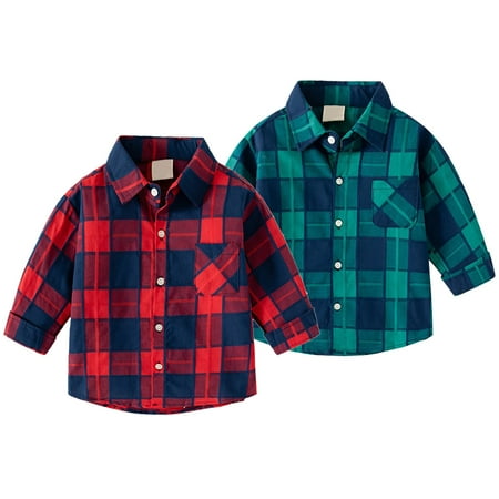 

GYRATEDREAM Toddler Baby Boys Plaid Cotton Shirt Long Sleeve Button Down Shirts 1-6 Years