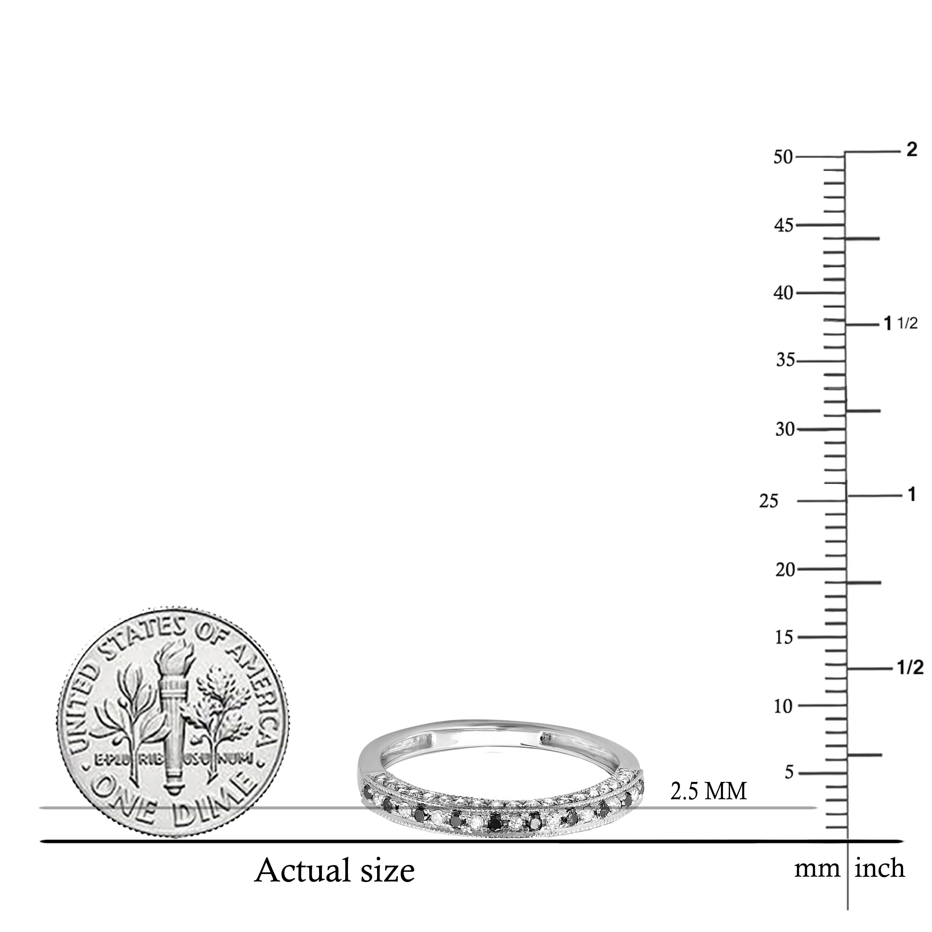 Dazzlingrock Collection 0.40 Carat (ctw) Alternating Round Black and White Diamond Wedding Band for Women in 10K White Gold, Size 7
