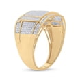 thumbnail image 4 of Solid 10K Yellow Gold Real Natural Diamond Mens Square Cluster Anniversary Ring 5/8 Carat - Size - 10.5 ( .65 Cttw ), 4 of 5