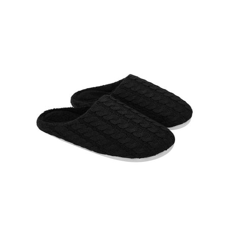 Men's Slide Slippers with Cozy Fuzzy, Slips On Fall Winter House Shoes Memory Foam House Shoes Slippers with Indoor Outdoor Anti-Skid Rubber Sole