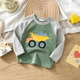thumbnail image 2 of WUANDIXFA Toddler Boys Sweatshirts Long Sleeve Shirt Dinosaur Pullover Truck Top Tee Kids Graphic Tees Boy Long Sleeve Shirt,Green,4-5 Years, 2 of 5