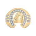 thumbnail image 2 of Diamond Princess 10kt Yellow Gold Mens Round Diamond Horseshoe Ring 1/4 Cttw, 2 of 4