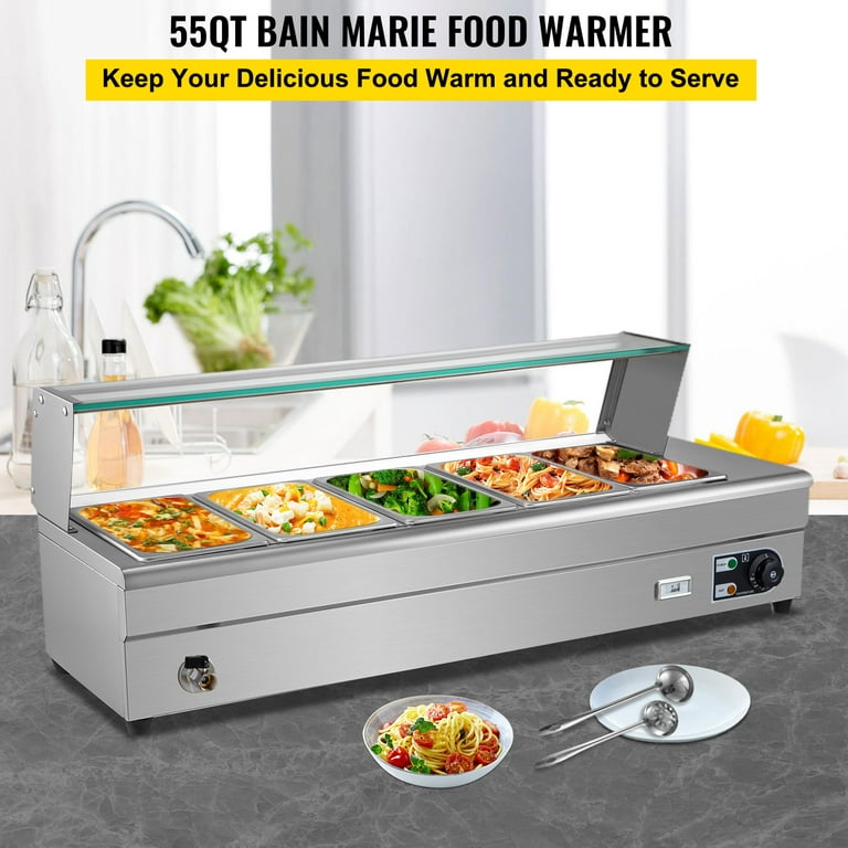 VEVOR Food Warmer 5-Pan Buffet Steam Table Bain Marie 3750W Restaurant Commercial 220V