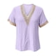 thumbnail image 2 of Gibobby Playera de Verano para Mujer Tops para mujer Casual Summer Lace V Neck Puff Sleeve Camisetas y blusas Fashion Eyelet(Morado,G), 2 of 5