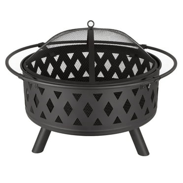 Pure Garden Fire Pit Set, Wood Burning Pit - Includes Screen, Cover and ...