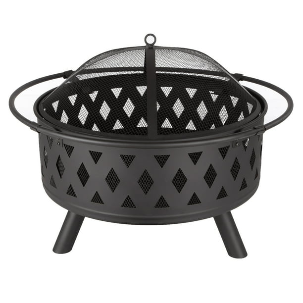 Fire Pit Round Outdoor Fireplace, 32 Inch Round Metal Fire Pit Lid