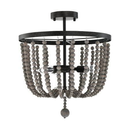 Warehouse of Tiffany Roxelana Rustic Iron 18 Inch Bohemian Semi-Flush Mount Ceiling Lighted Chandelier