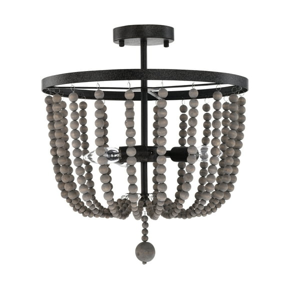 Warehouse of Tiffany Roxelana Rustic Iron 18 Inch Bohemian Semi-Flush Mount Ceiling Lighted Chandelier