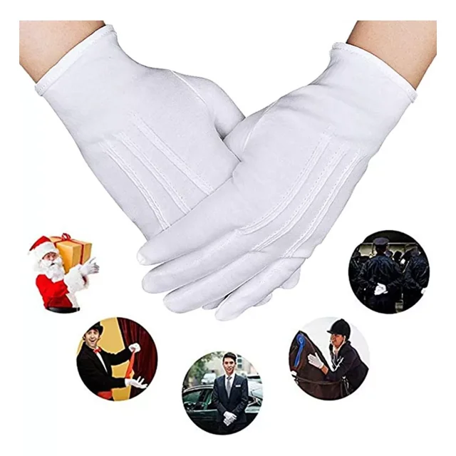 10pz Guantes Blancos Algodón Para Escolta, Mesero, Chambelan