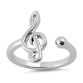 thumbnail image 3 of 925 Sterling Silver Oxidized Platinum Plated Key Of G Music Note Women Valentines Day Gifts Ring, 3 of 4