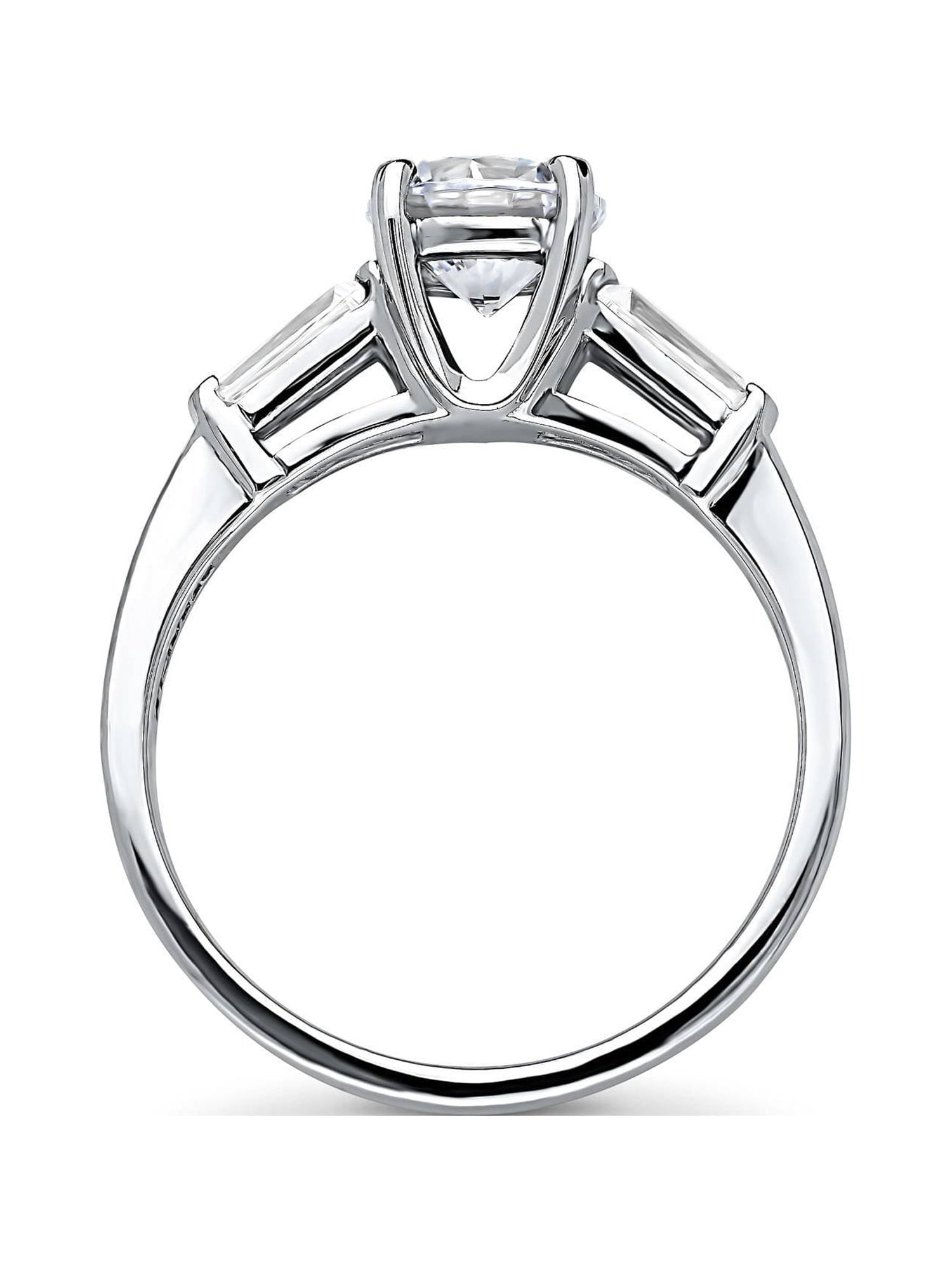 BERRICLE Sterling Silver Solitaire Wedding Engagement Rings 1 Carat Round Cut Cubic Zirconia CZ Promise Ring for Women, Rhodium Plated Size 5
