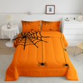 thumbnail image 2 of Feelyou Spooky Spider Full Size Comforter Sets, Halloween Animal Bedding Comforter Set, Orange, Black Reversible, 3-Piece, 1 Comforter and 2 Pillowcases, 2 of 7