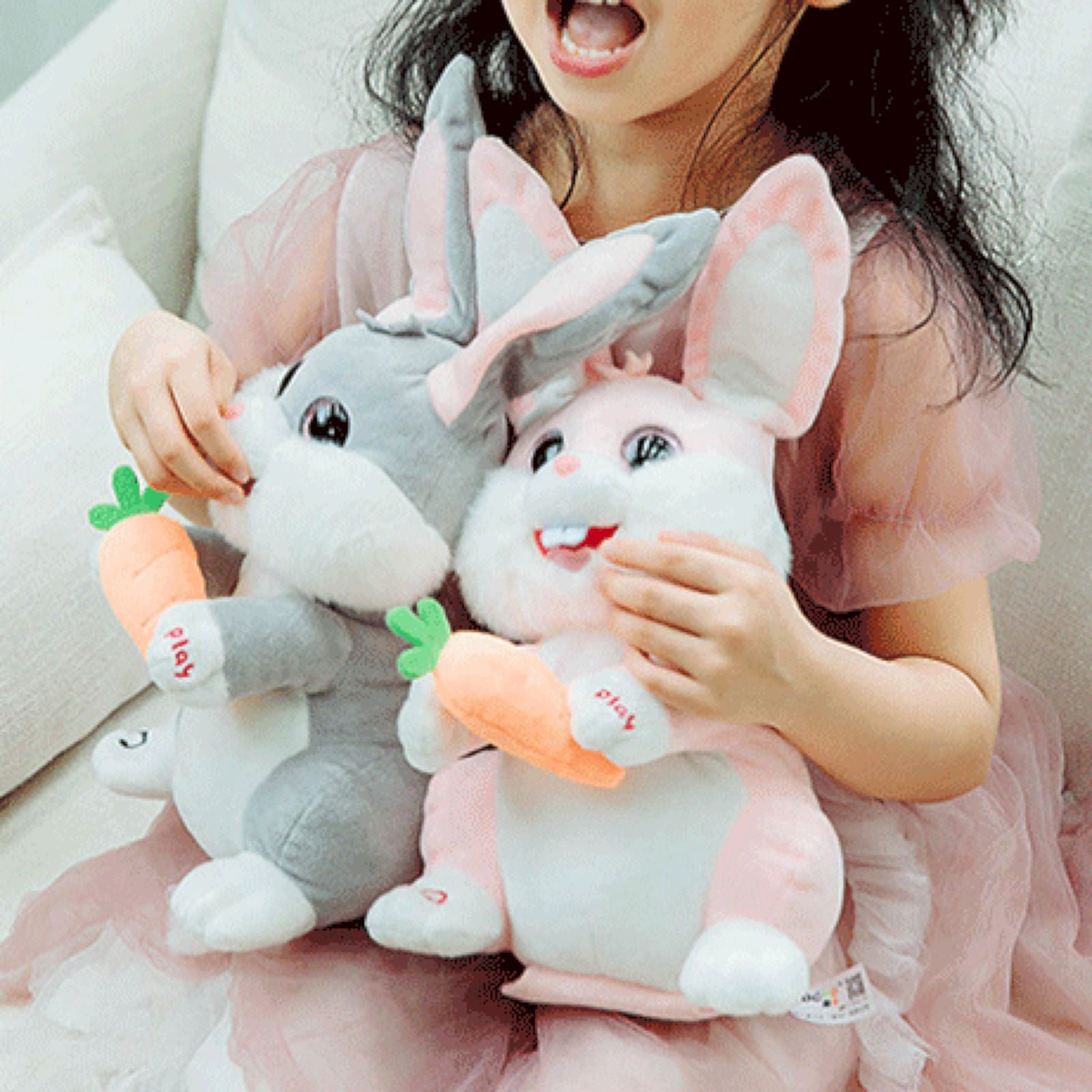 Goowood Singing Dancing Bunny Plush Baby Toys Interactive Musical Stuffed Animal Easter Basket Stuffers for Kids Birthday Gifts Grey