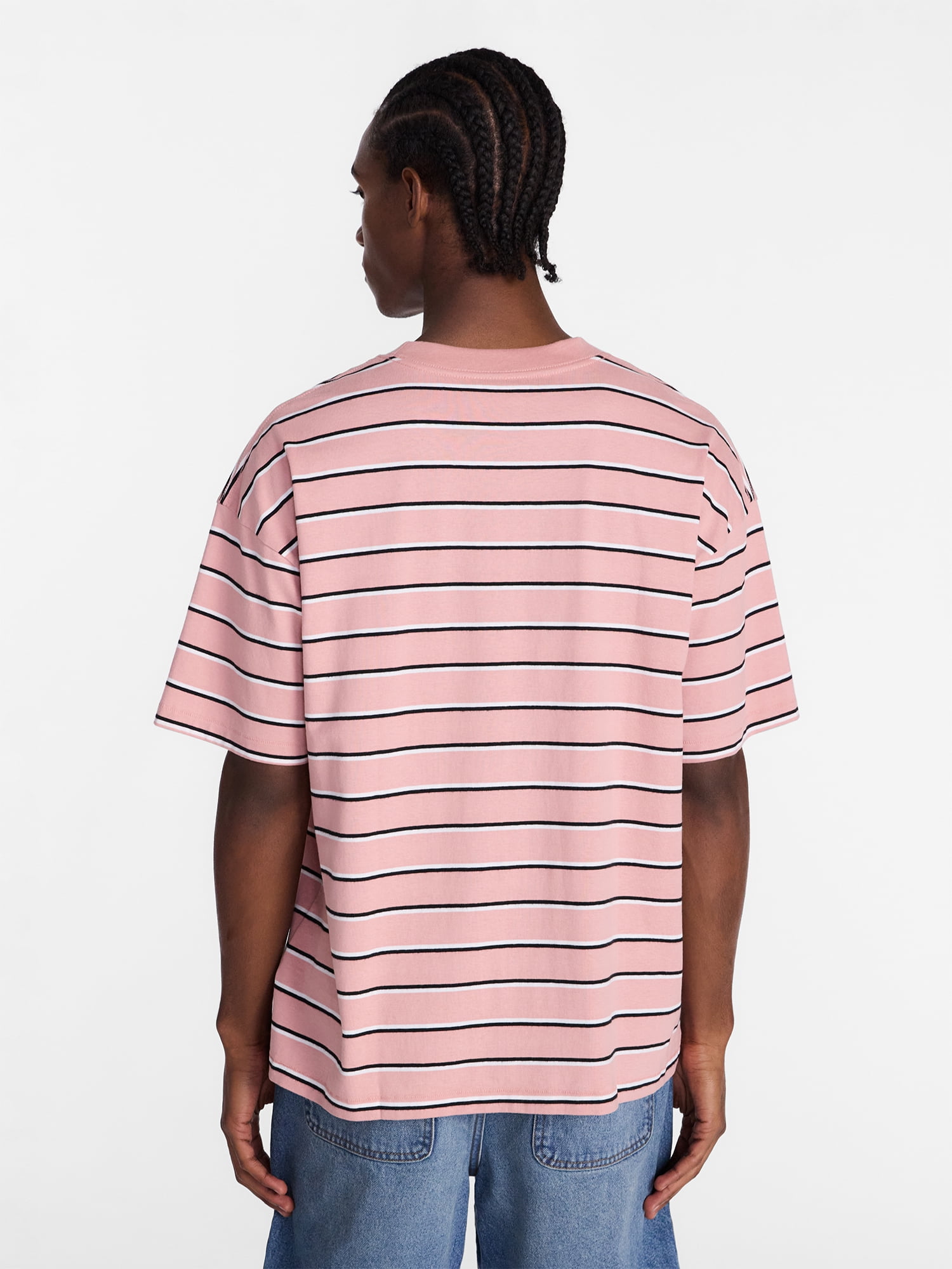 No Boundaries Stripe Pattern Tee with Short Sleeves, Men's XS-4XLT