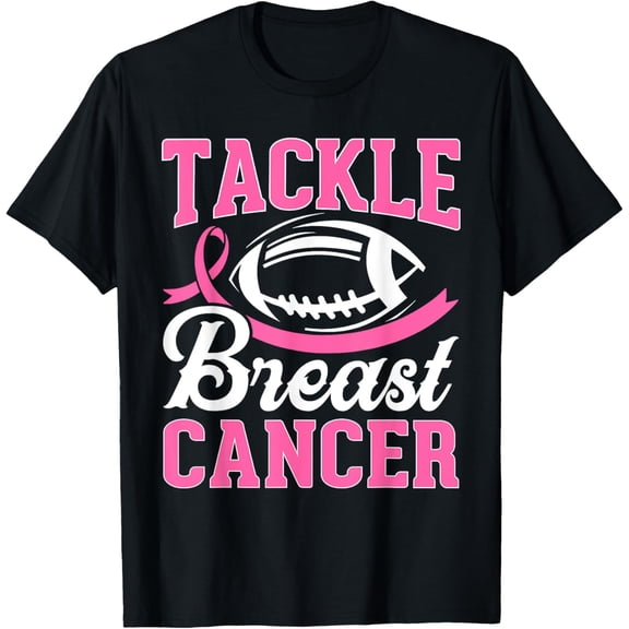 Tackle Breast Cancer Awareness Football Pink Ribbon Boys Kid T-Shirt