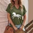 thumbnail image 6 of ALLLIST Tops for Women V Neck Holiday Short Sleeve T-Shirts Green Trendy Animal Print Shirts Ladies Tops, 6 of 6