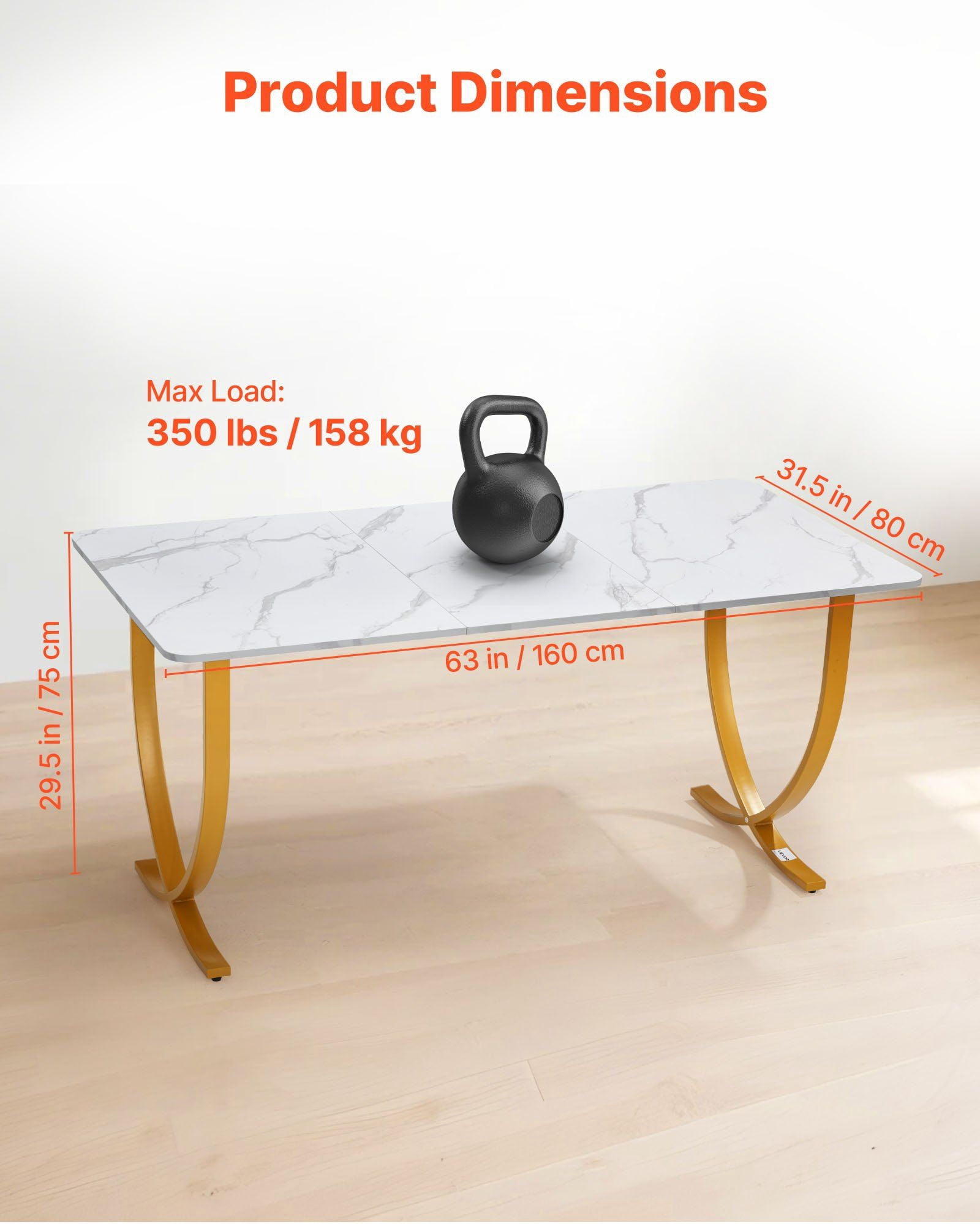63 Inch Executive Desk Modern Office Computer Table Large Conference Meeting Room Furniture White and Gold