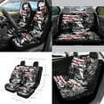 thumbnail image 2 of Jeiento Wolf American Flag Car Seat Cover Set 15 PCS with Steering Wheel Cover Seat Belt Cushion Pad Garbage Bag Air Vent Pocket Rearview Mirror Cover Coasters Keychain for SUV Trucks Van Sedans, 2 of 7
