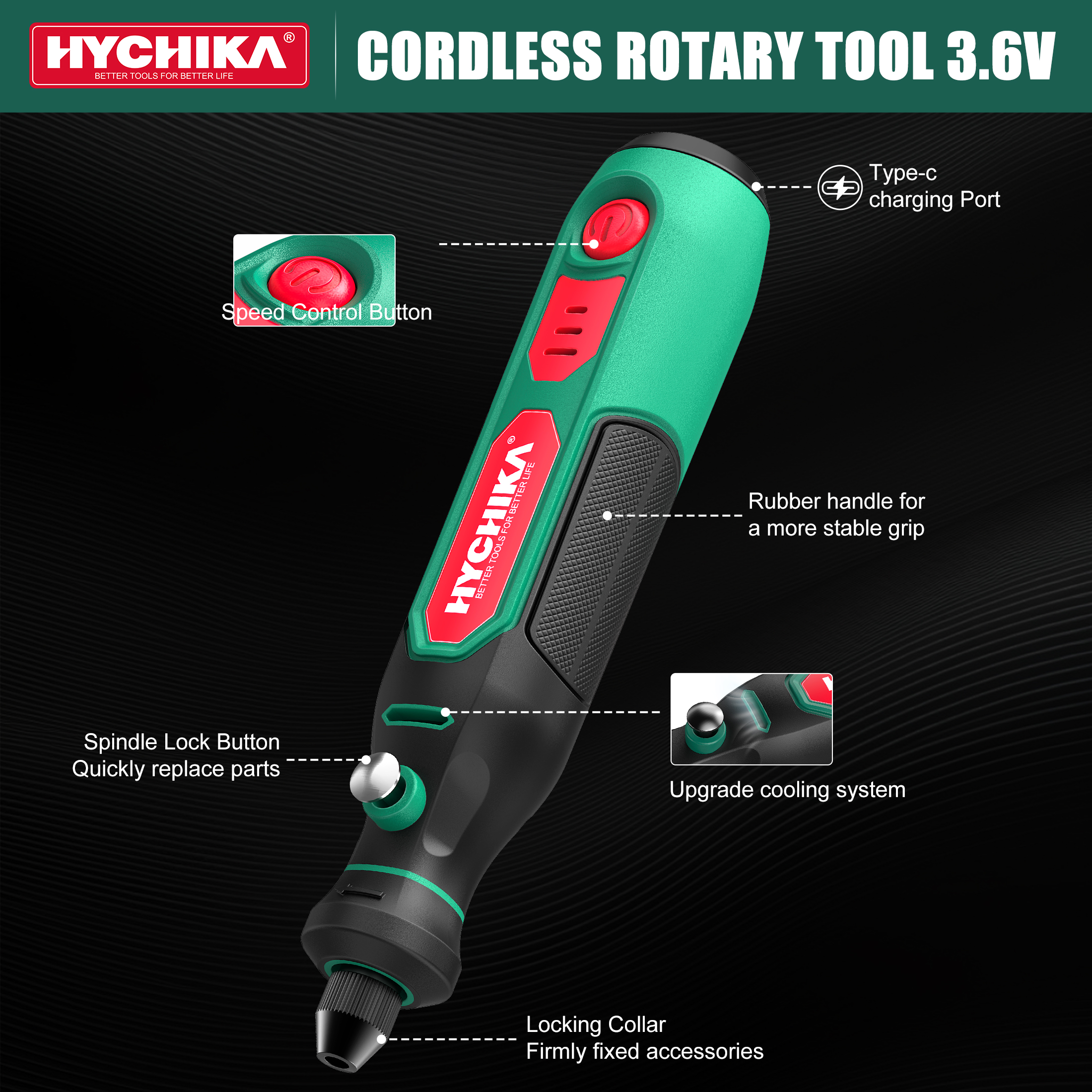 HYCHIKA Mini Cordless Rotary Tool Kit with 89 Accessories photo 6