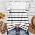 thumbnail image 5 of WULMLEO Women's Casual Striped Top V-Neck Button Down Lightweight Summer Blouse White XL, 5 of 5