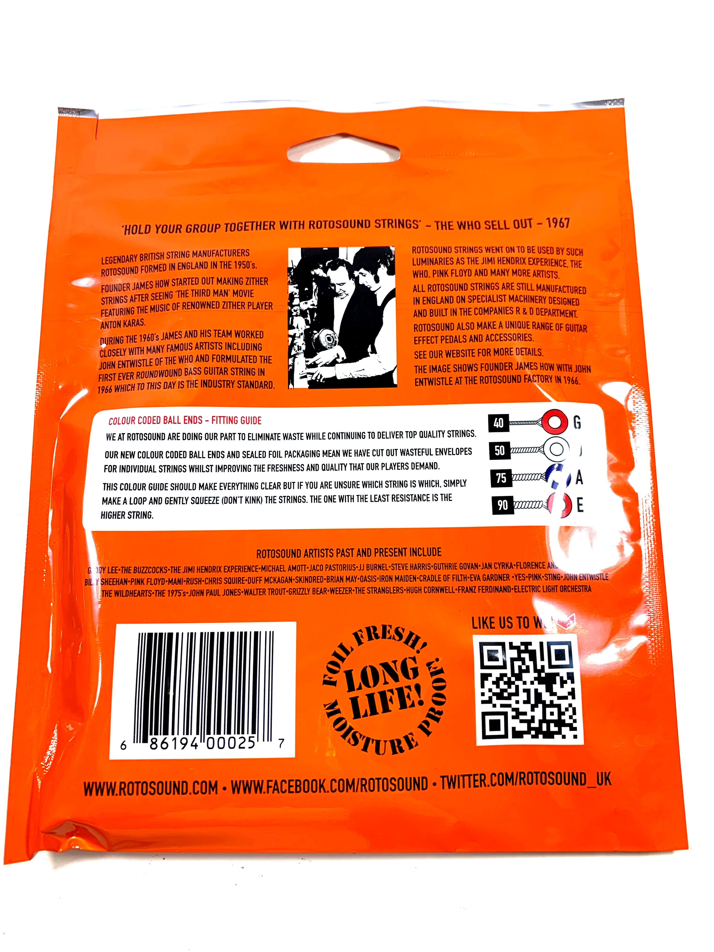 Rotosound RS66S Swing Bass Stainless Steel Bass Guitar Strings - Short Scale 40 - 90