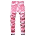thumbnail image 3 of Zshosam Mens Pants Slim Fit Skinny Stretch Denim Printed Jeans for Men(Pink,30), 3 of 9